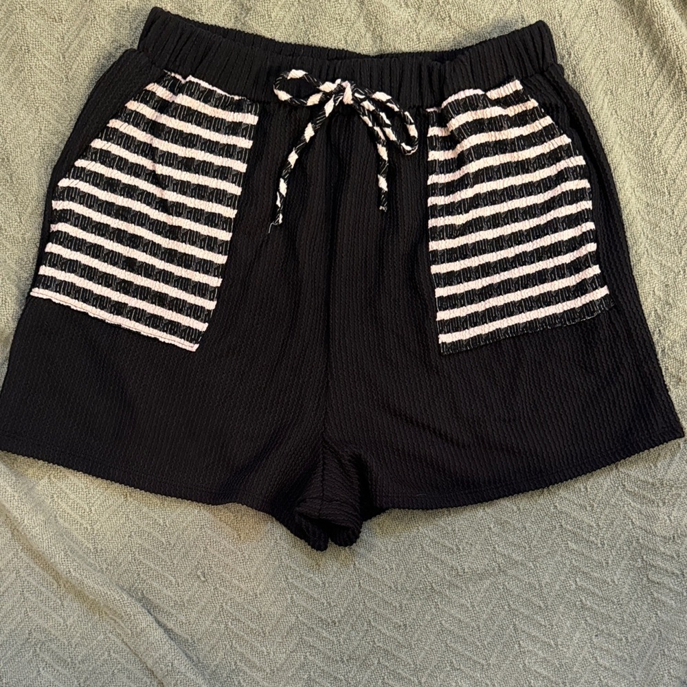 Black and White Striped Women's Shorts